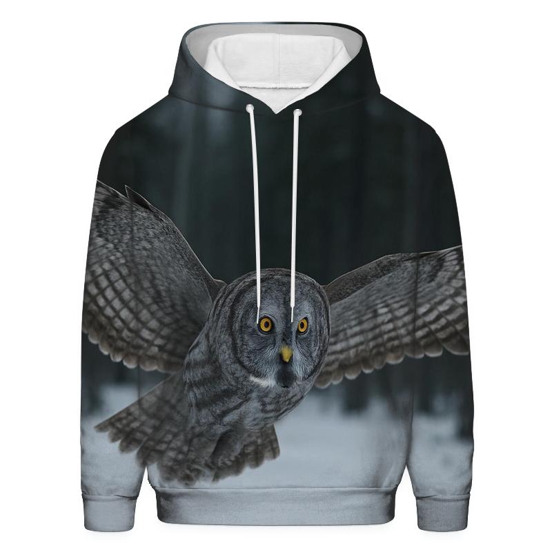 Great Gray Owl Silent Glide premium hoodies
