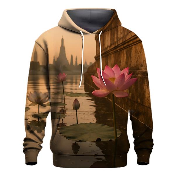 Lotus Reflections In Urban Temple Pond hoodie styles