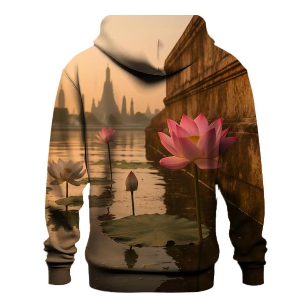 Lotus Reflections In Urban Temple Pond hoodie styles
