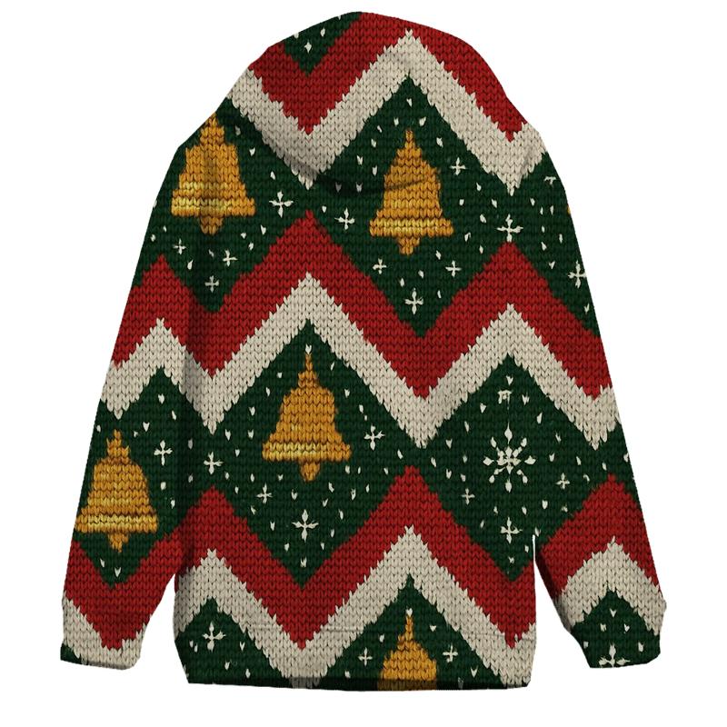 Jingle Bell Zigzag Ribbon Design zip-up hoodies