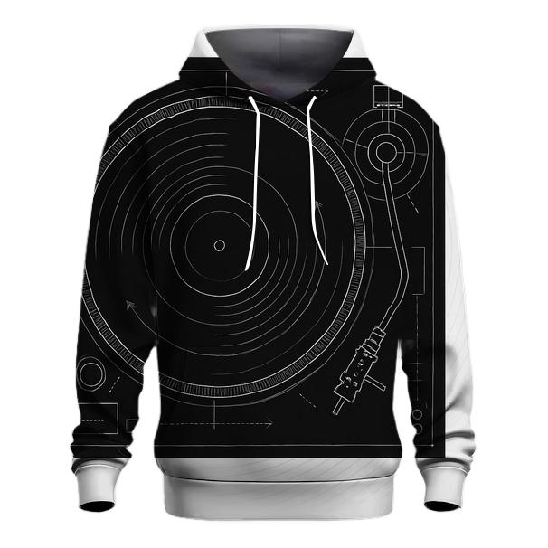 Monochrome Turntable Blueprint pullover hoodies