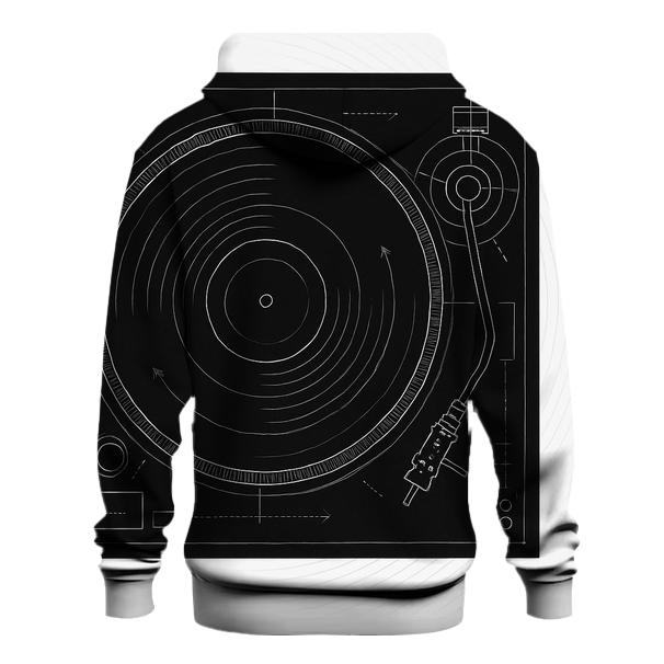 Monochrome Turntable Blueprint pullover hoodies