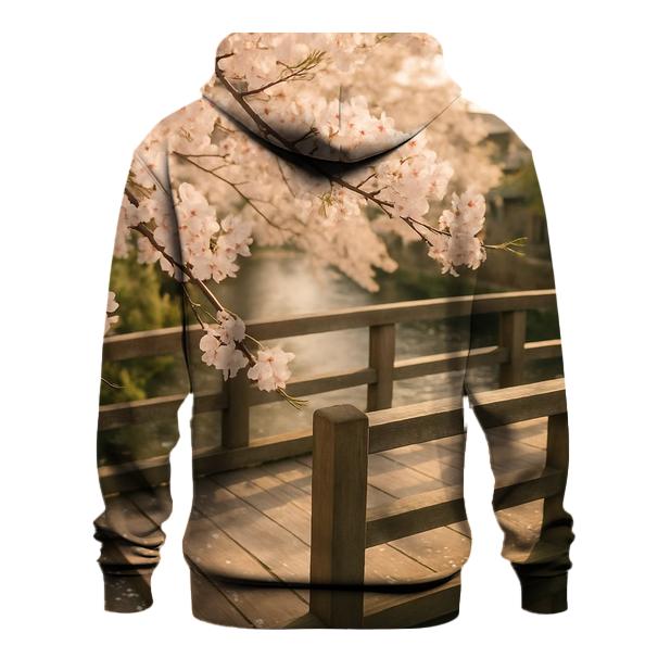 Cherry Blossoms Framing Old Wooden Bridge hoodie styles