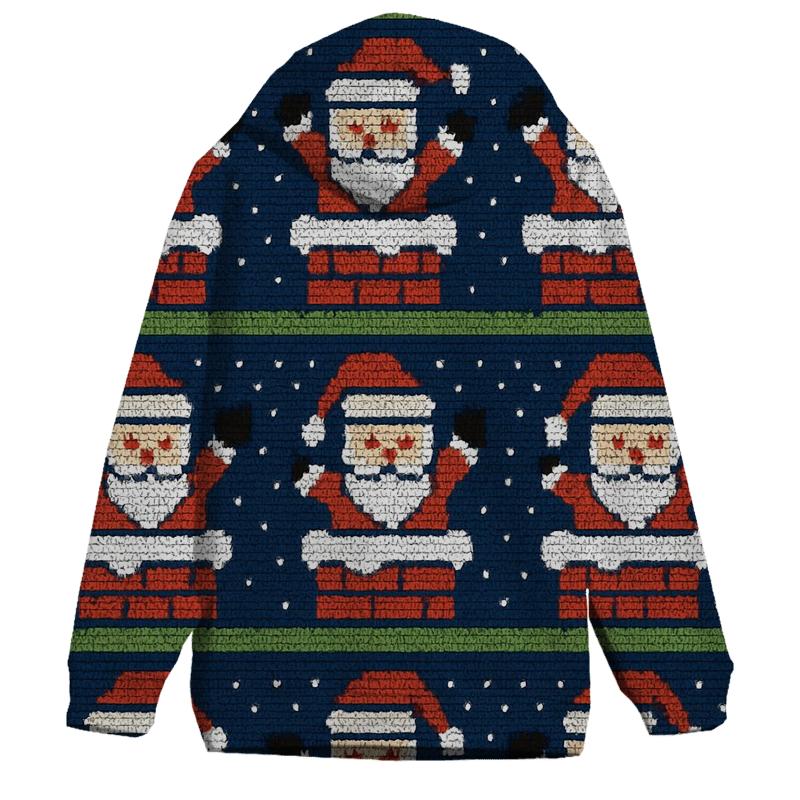 Santa Chimney Stripe Design zip-up hoodies