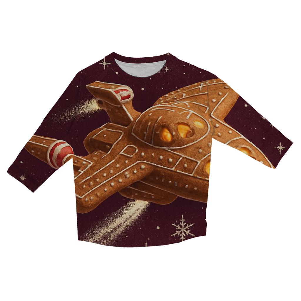 Gingerbread Starship Christmas Voyage personalized 3/4 sleeve tees