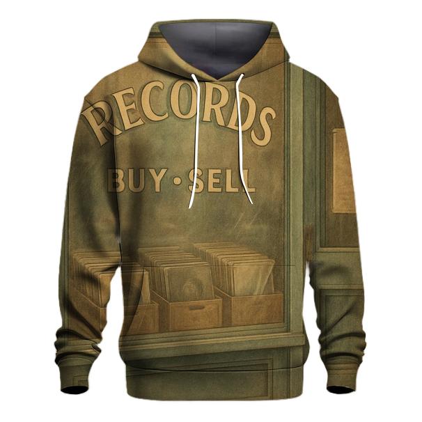 Old Vinyl Record Store Window Scene hoodies fashion