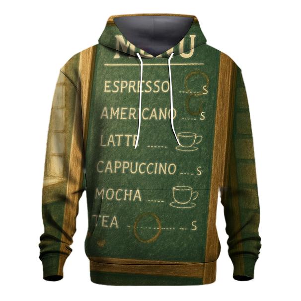 Weathered Coffee House Menu Board hoodie styles