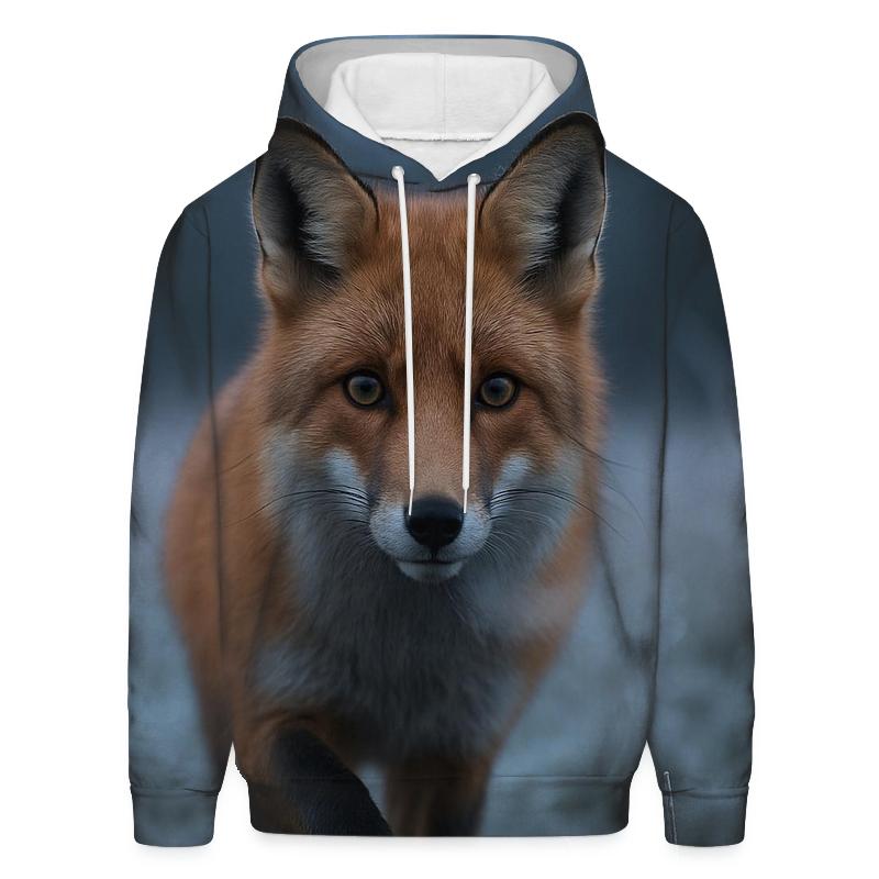 Red Fox Paused In Frosted Meadow hoodie designs