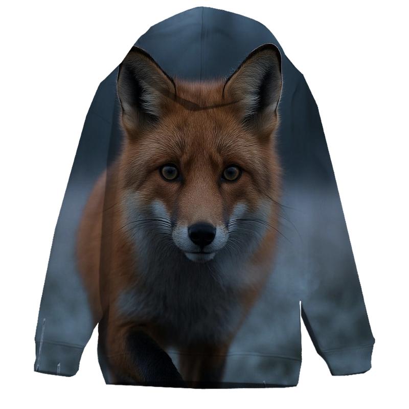 Red Fox Paused In Frosted Meadow hoodie designs