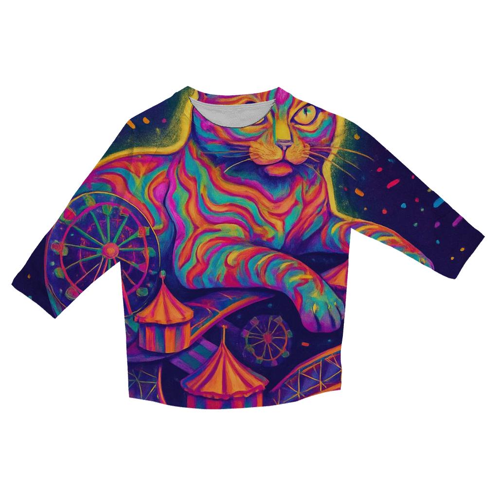 Psychedelic Carnival Cheshire Cat cotton quarter sleeve shirts