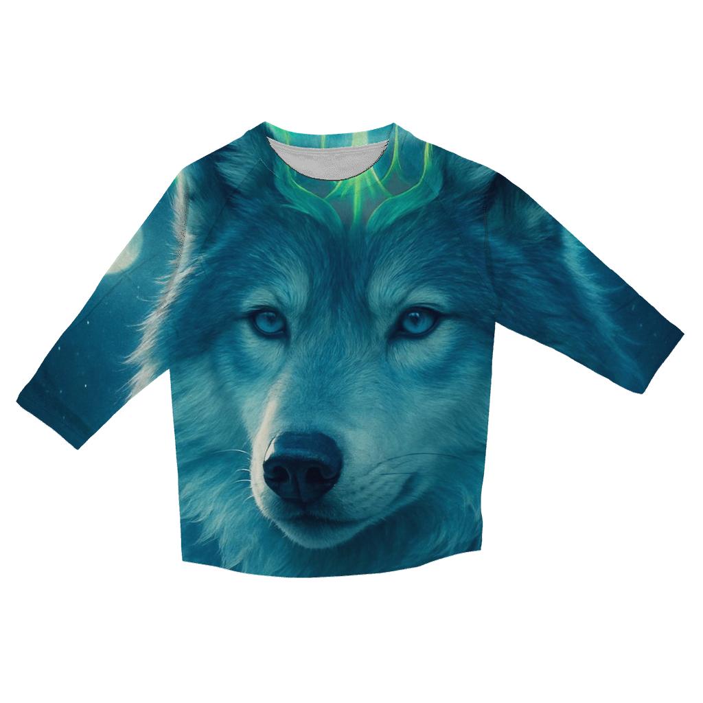 Aurora Ice Crown Wolf trendy 3/4 sleeve tops