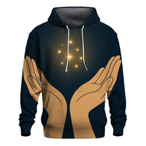 Hands Cradling Starlight embroidered hoodies