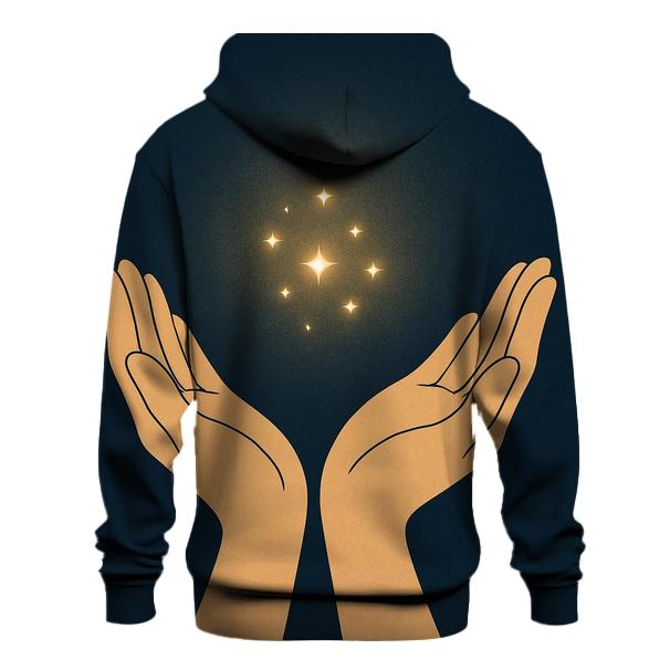 Hands Cradling Starlight embroidered hoodies