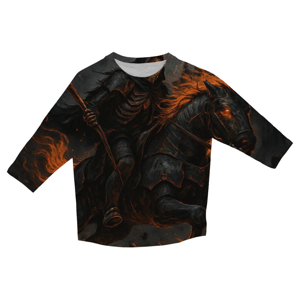HarbingerOnTheEmberSteed printed three quarter sleeve shirts