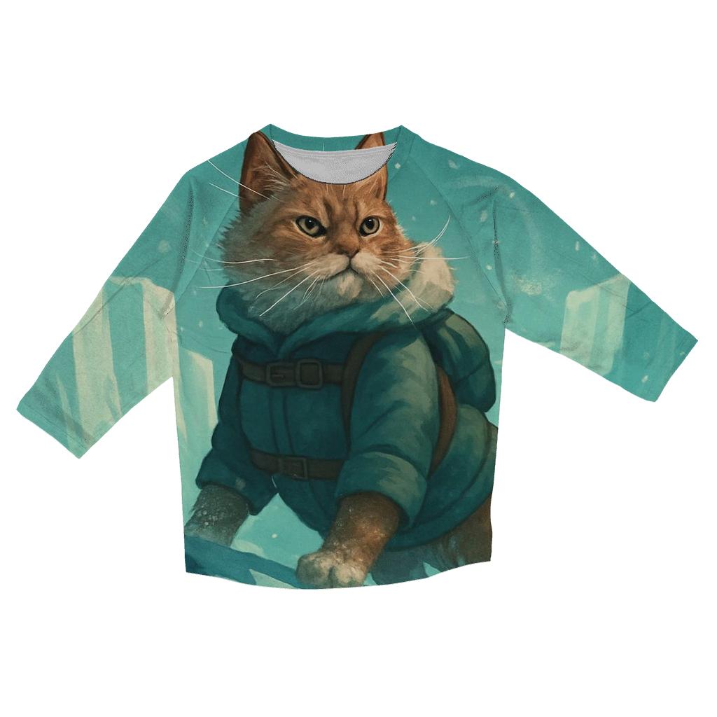 Frostbound Arctic Explorer Cat casual three quarter sleeve shirts
