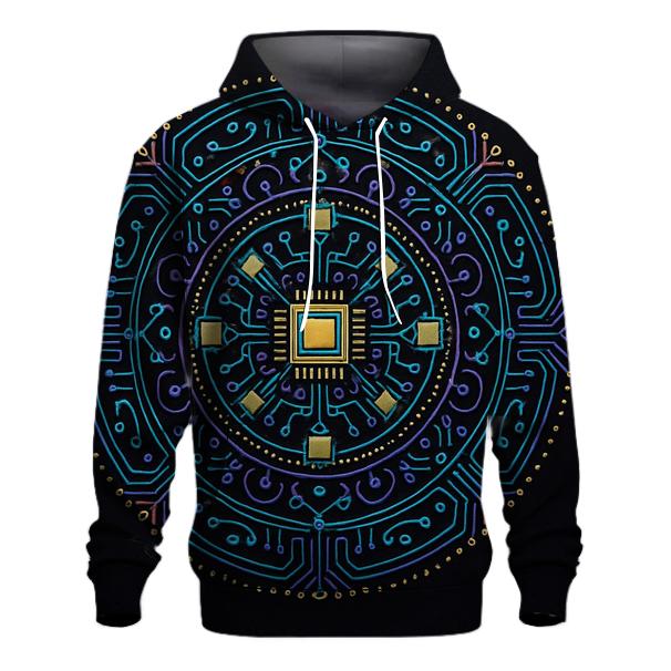 Chromatic Circuit Mandala printed hoodies