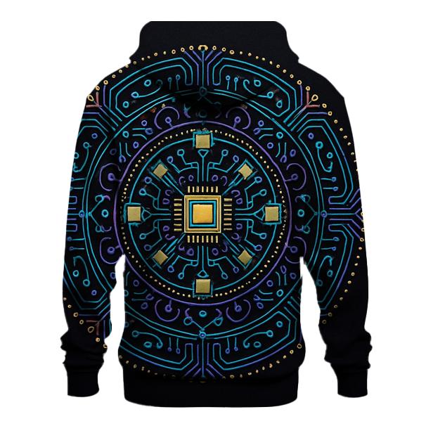Chromatic Circuit Mandala printed hoodies