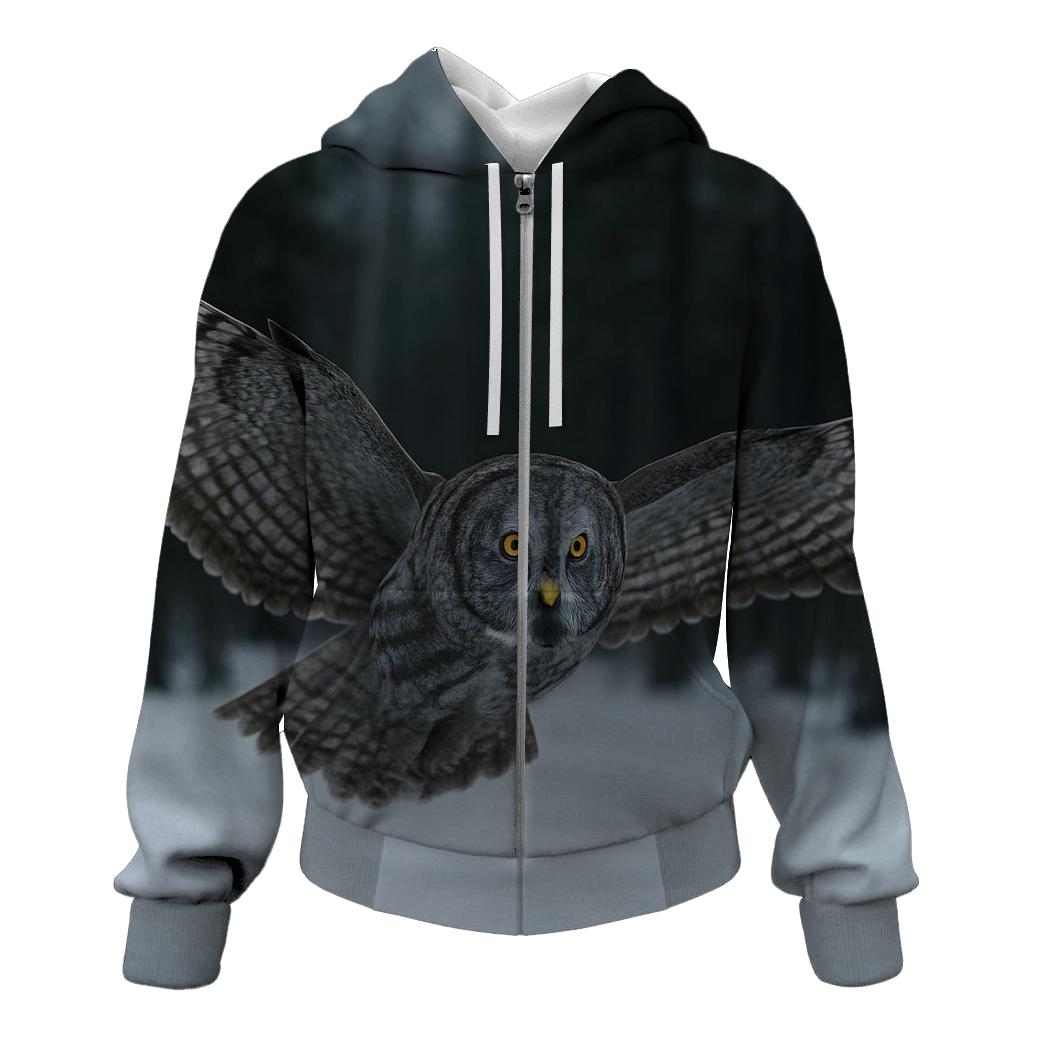 Great Gray Owl Silent Glide designer hoodies