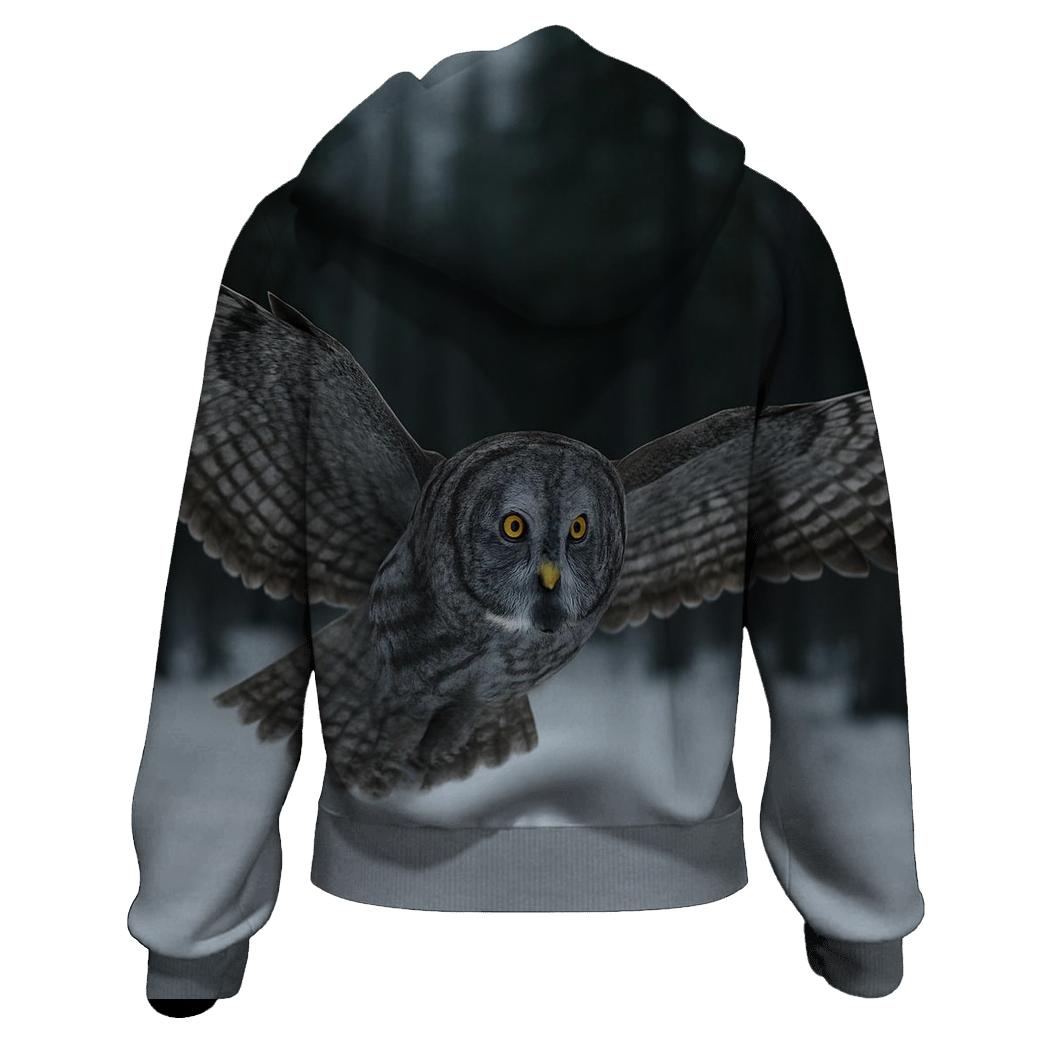 Great Gray Owl Silent Glide designer hoodies
