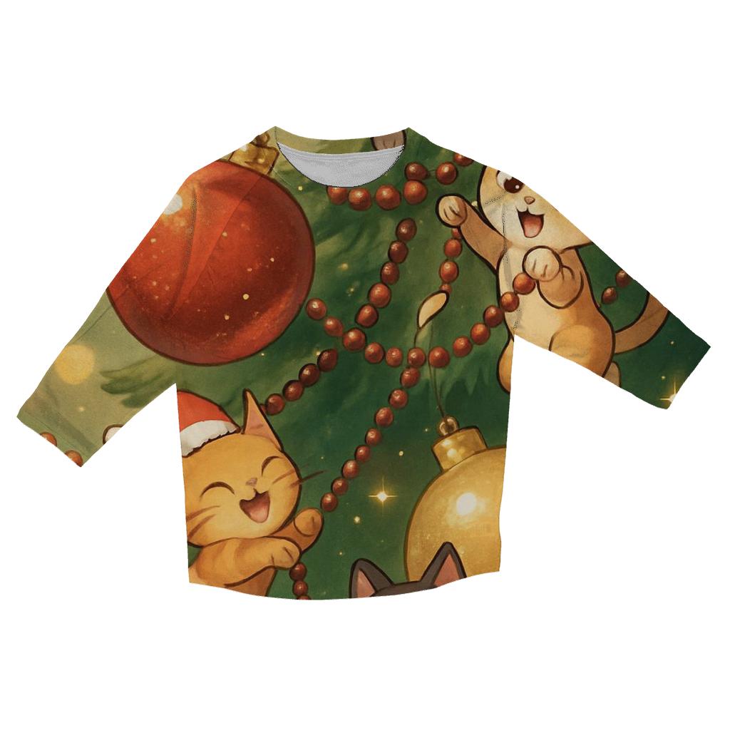 Christmas Cats Ornament Playground custom 3/4 sleeve shirts