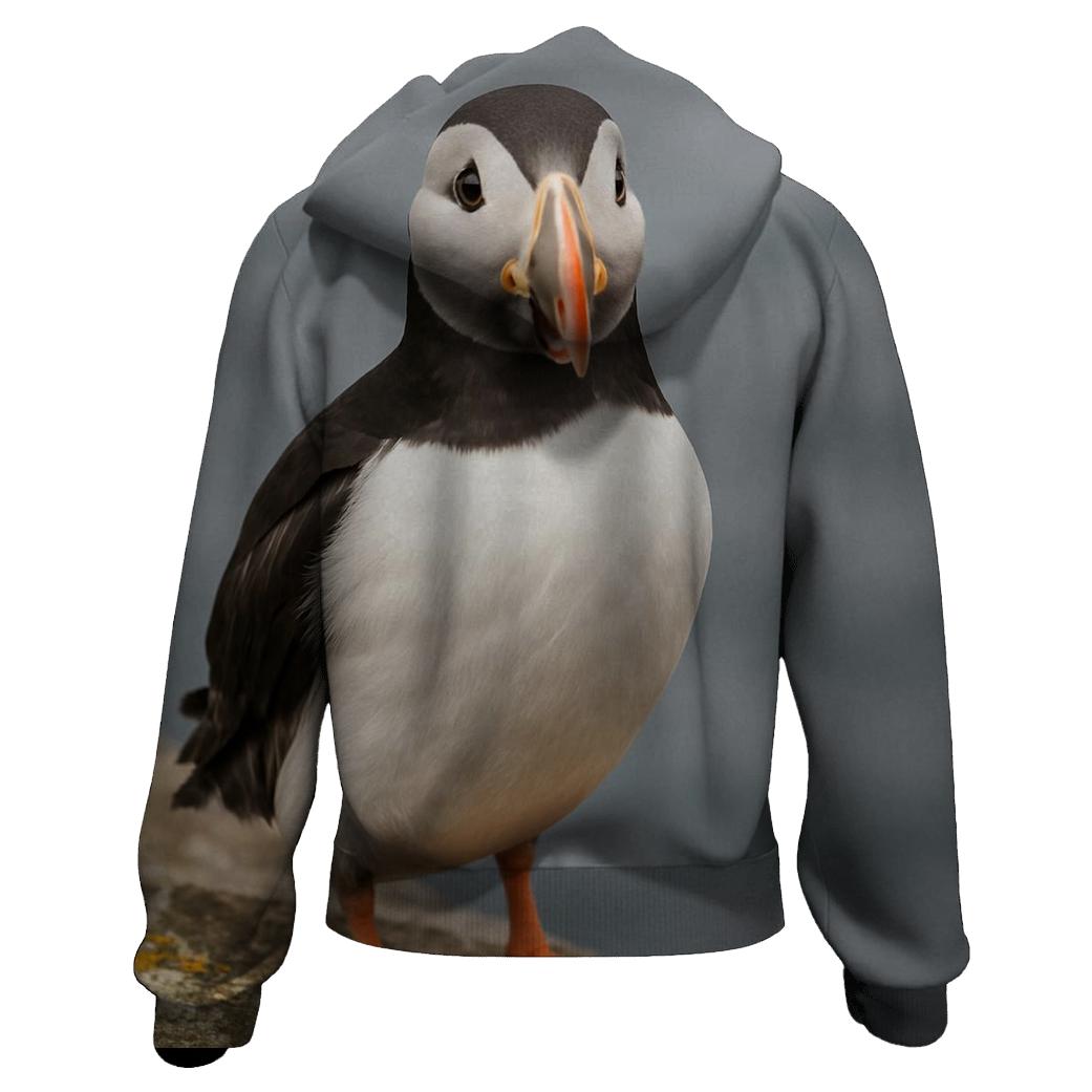 Atlantic Puffin Cliff Edge Portrait printed hoodies