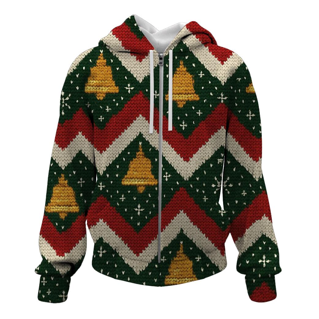 Jingle Bell Zigzag Ribbon Design lightweight hoodies