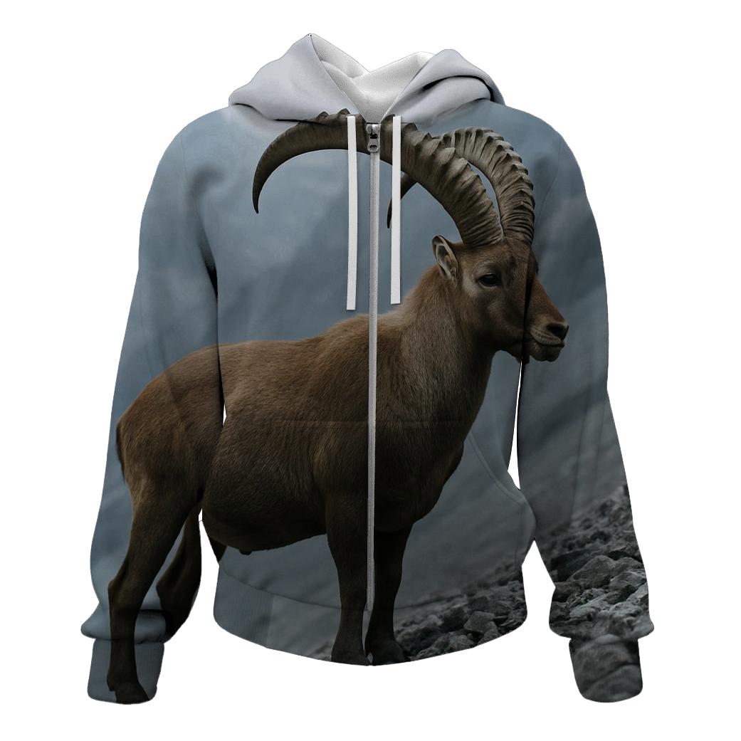 Mountain Ibex On Alpine Scree heavyweight hoodies