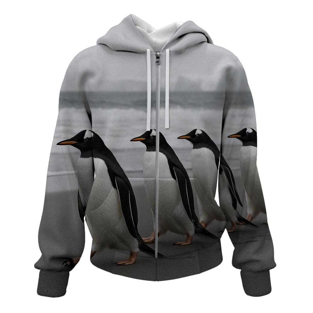 Gentoo Penguins In Coastal Drift premium hoodies