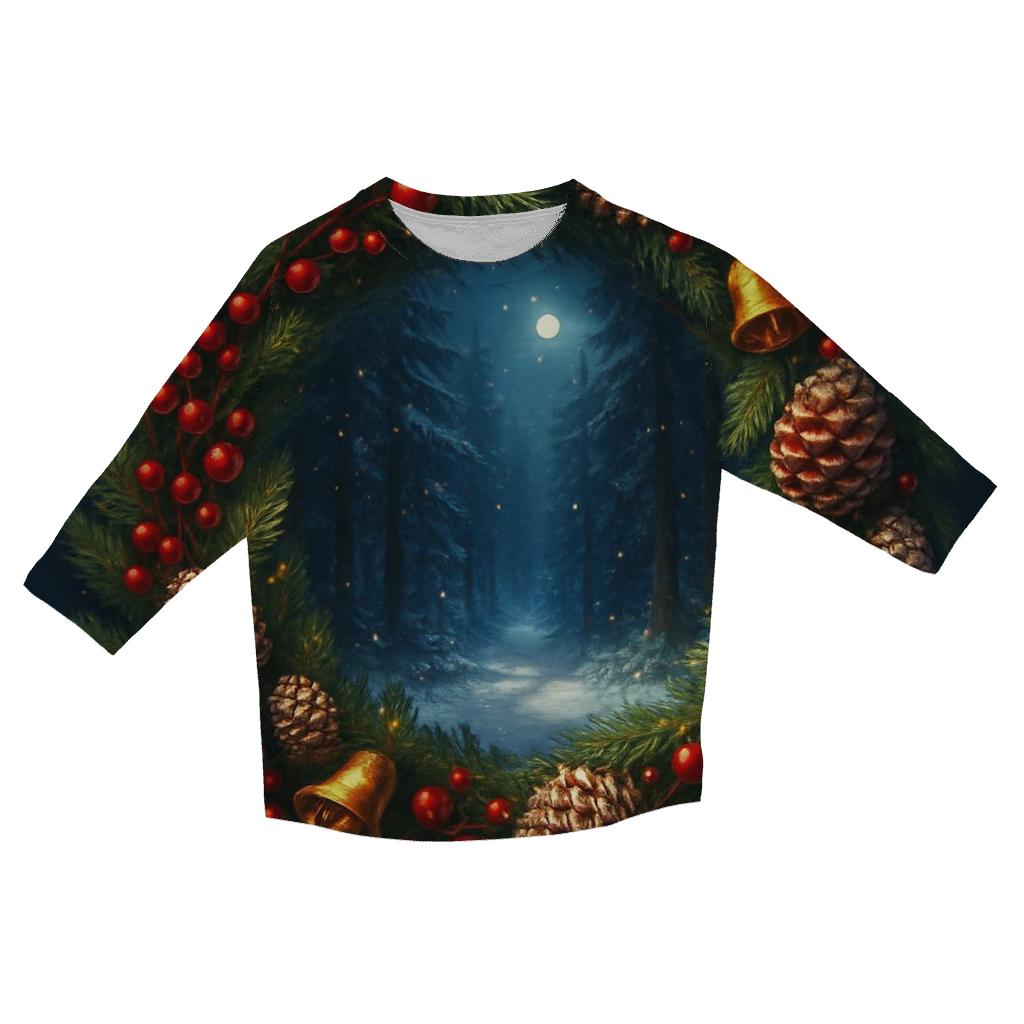 Wreath Portal To Winter Forest stylish quarter sleeve tops