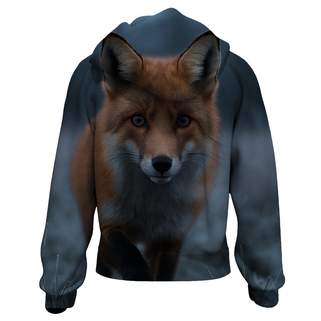Red Fox Paused In Frosted Meadow lightweight hoodies