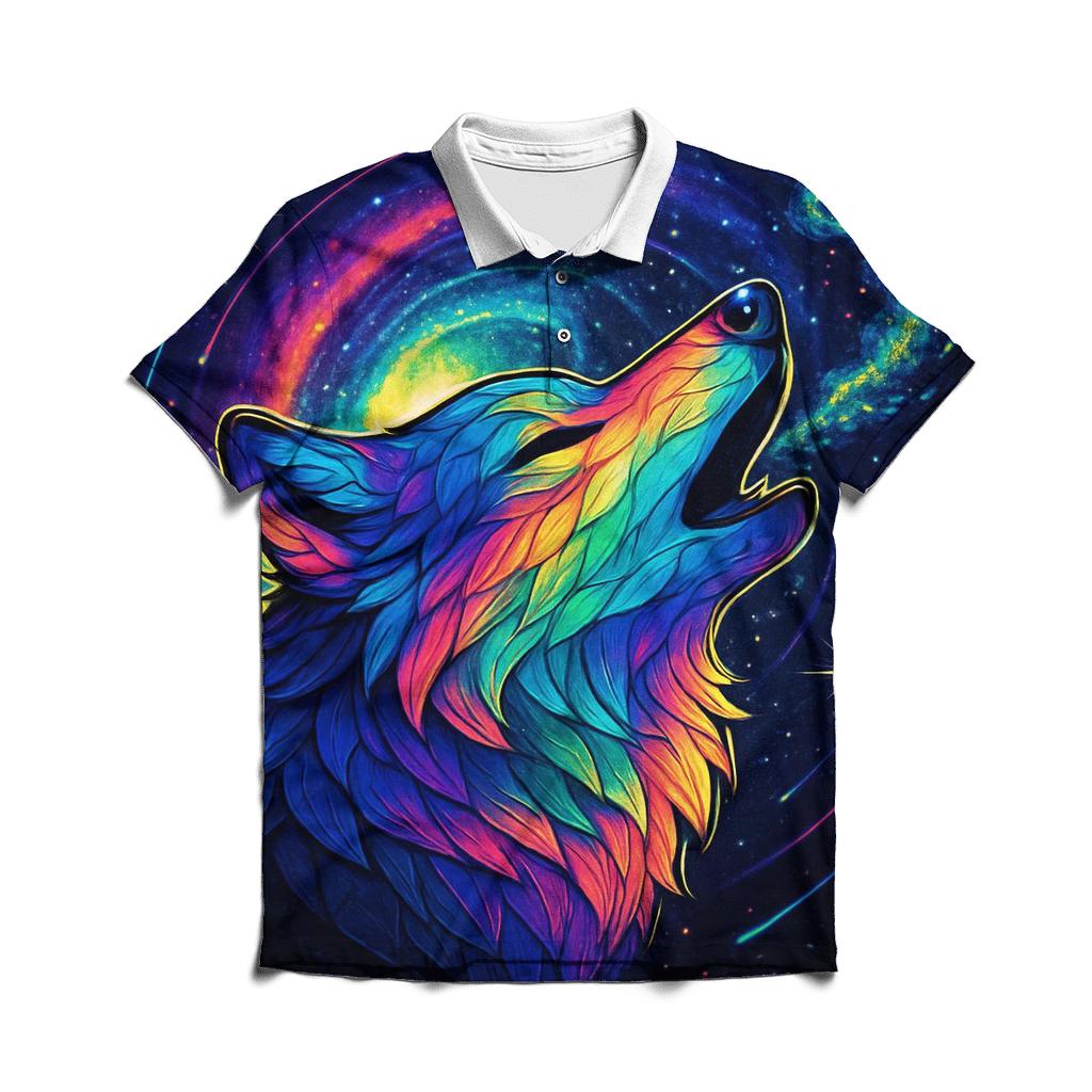 Celestial Echo Wolf casual sports polo shirts