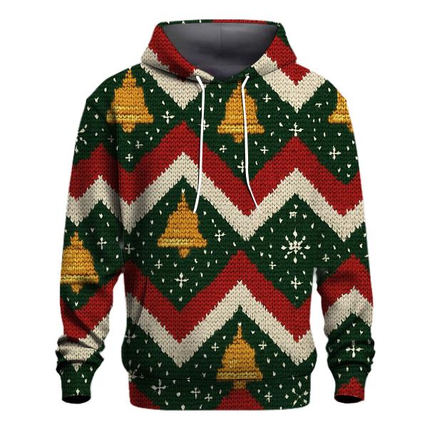 Jingle Bell Zigzag Ribbon Design printed hoodies