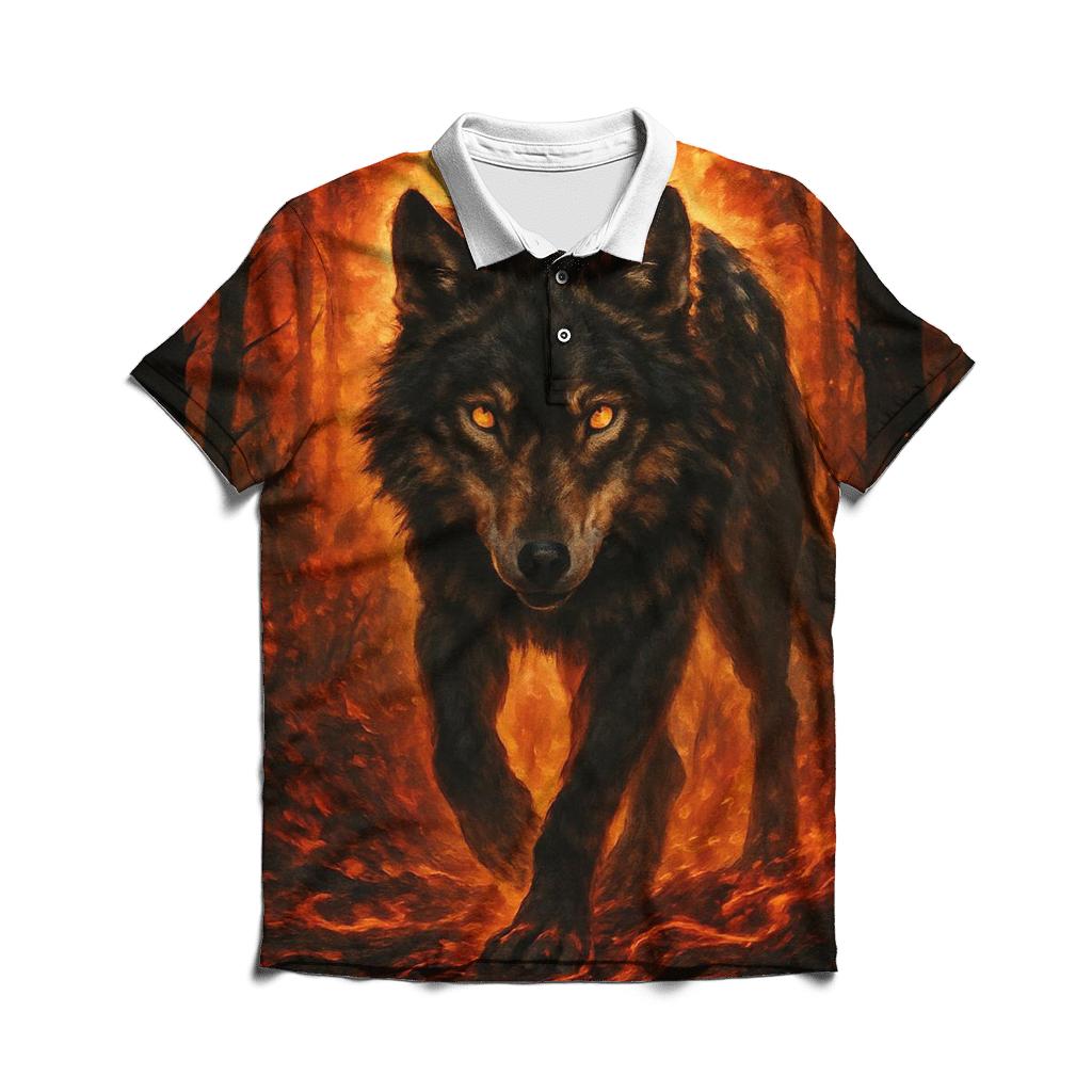 Primal Forest Ember Wolf classic pique polos