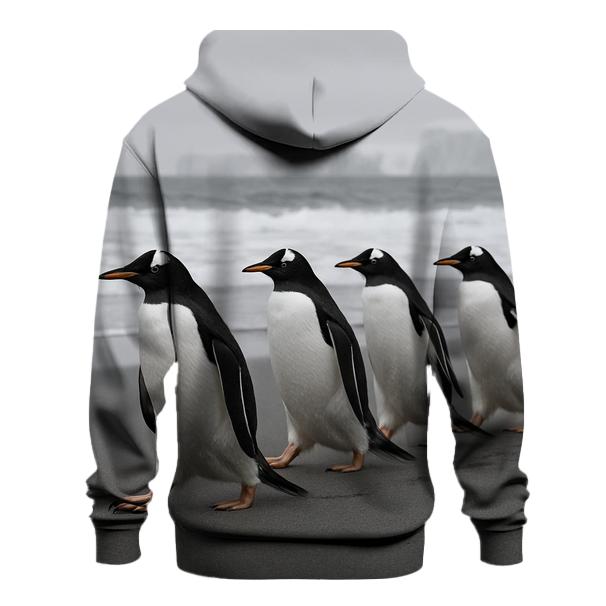 Gentoo Penguins In Coastal Drift pullover hoodies