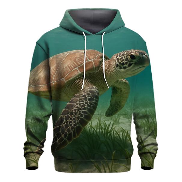 Green Sea Turtle Over Seagrass Meadow hoodies fashion