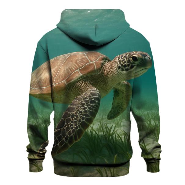 Green Sea Turtle Over Seagrass Meadow hoodies fashion