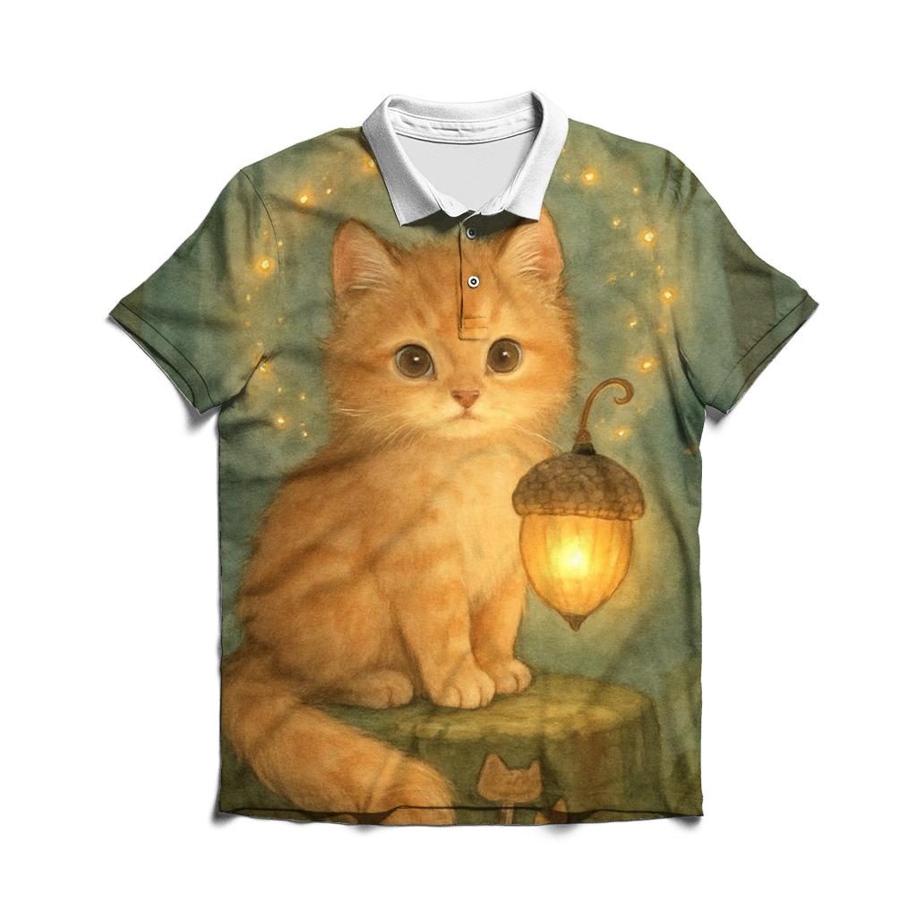 Forest Lantern Guardian Kitten classic pique polos
