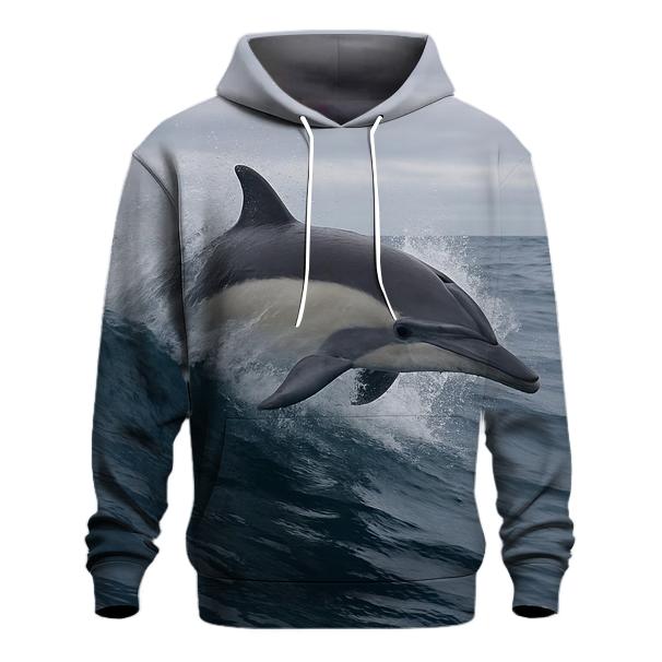 Common Dolphin In Breaking Swell embroidered hoodies