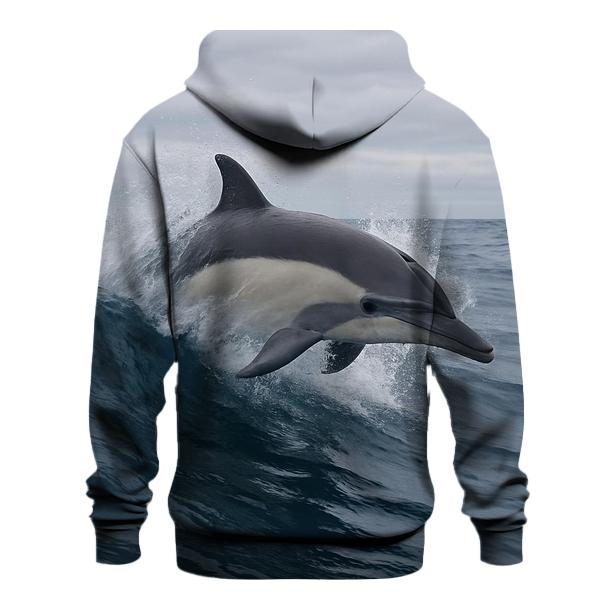 Common Dolphin In Breaking Swell embroidered hoodies