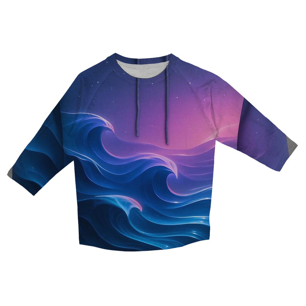 Celestial Tidal Gradient printed three quarter sleeve shirts