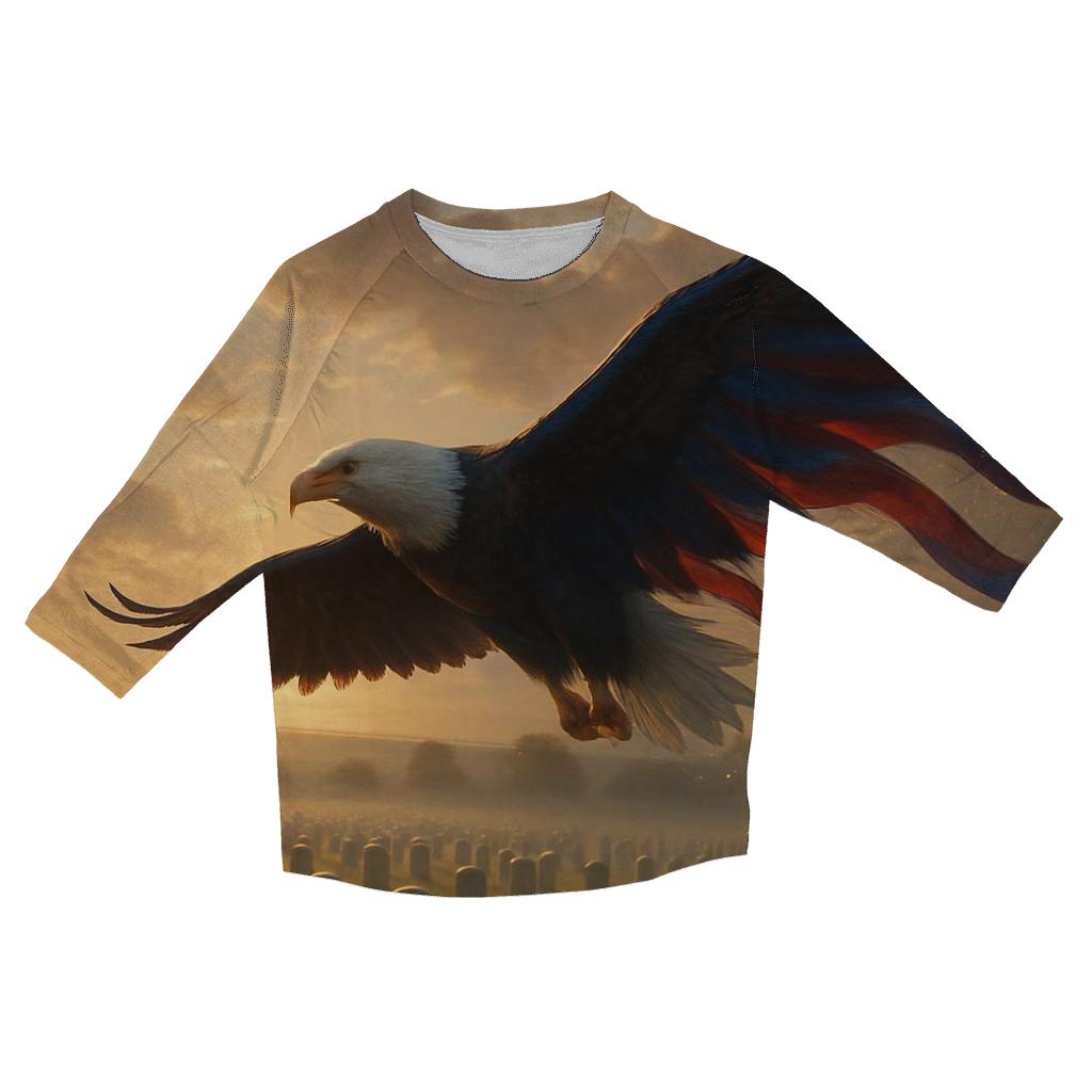 Eagle Over Fields Of Honor stylish quarter sleeve tops