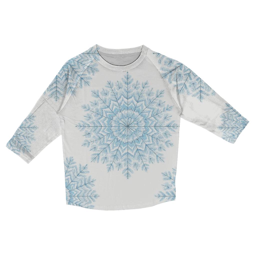 Snowflake Mandala Rings On Soft White casual three quarter sleeve shirts