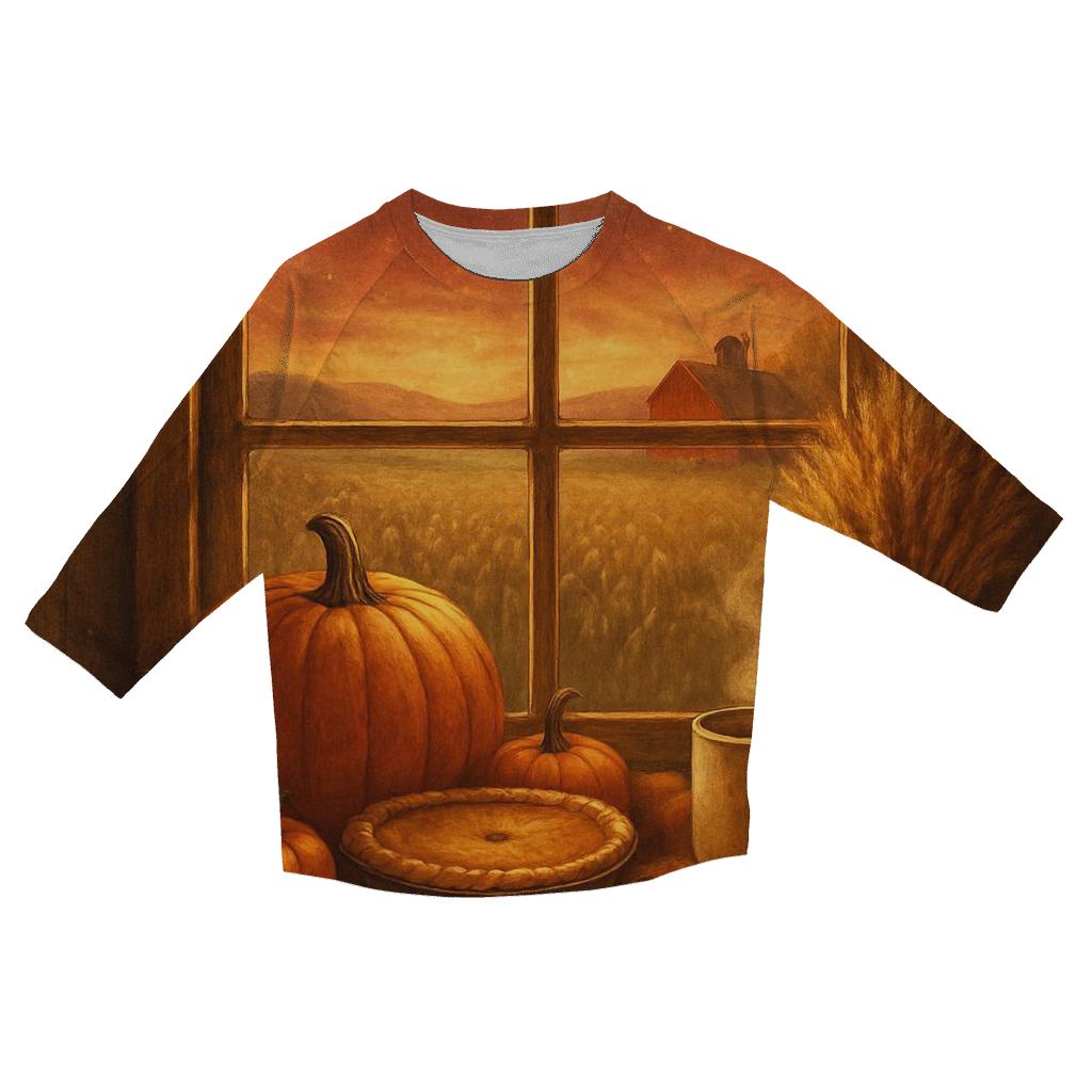 Farmhouse Window Harvest Glow trendy 3/4 sleeve tops