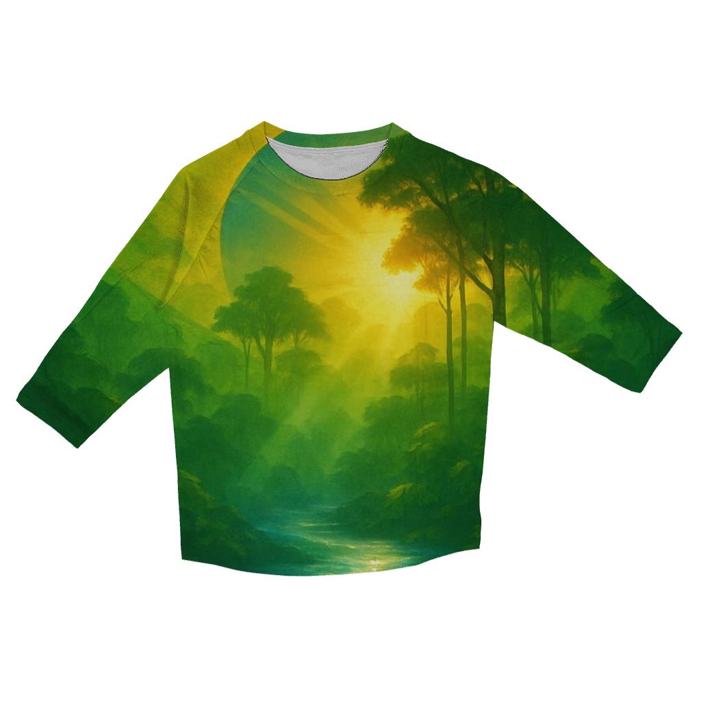 Brazilian Flag Jungle Light Abstract printed three quarter sleeve shirts