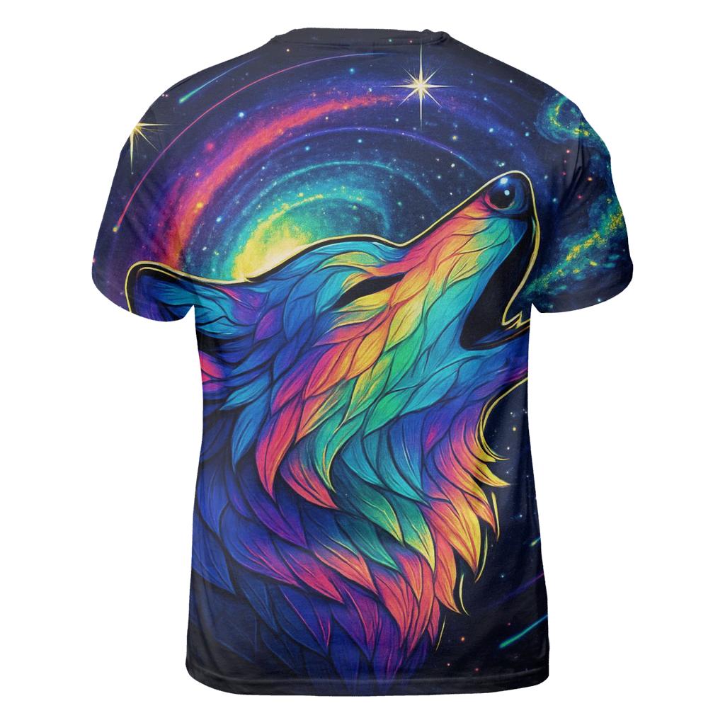Celestial Echo Wolf creative print fashion shirts