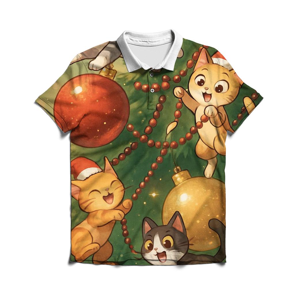 Christmas Cats Ornament Playground casual sports polo shirts
