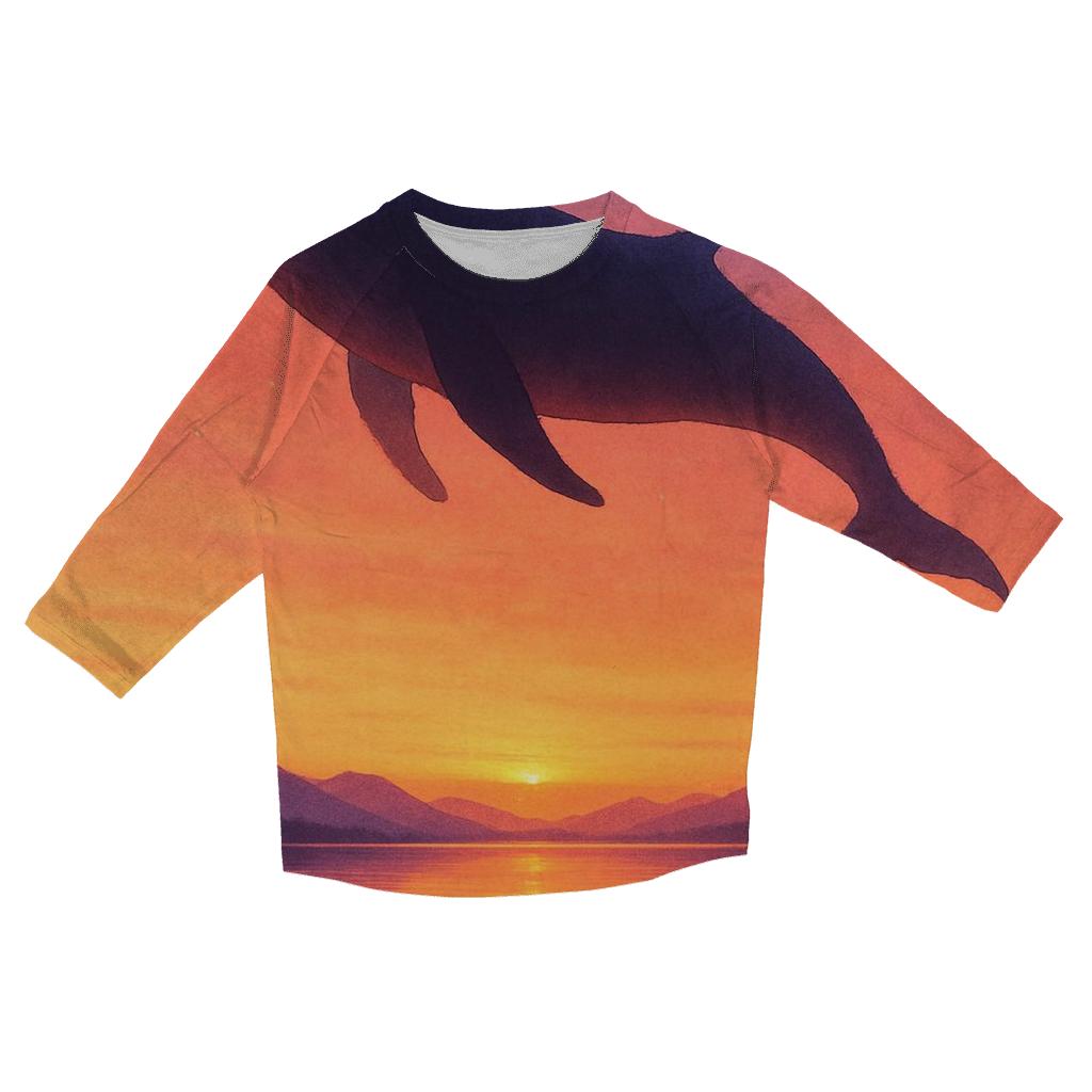 Skywhale Over Ember Lagoon stylish quarter sleeve tops