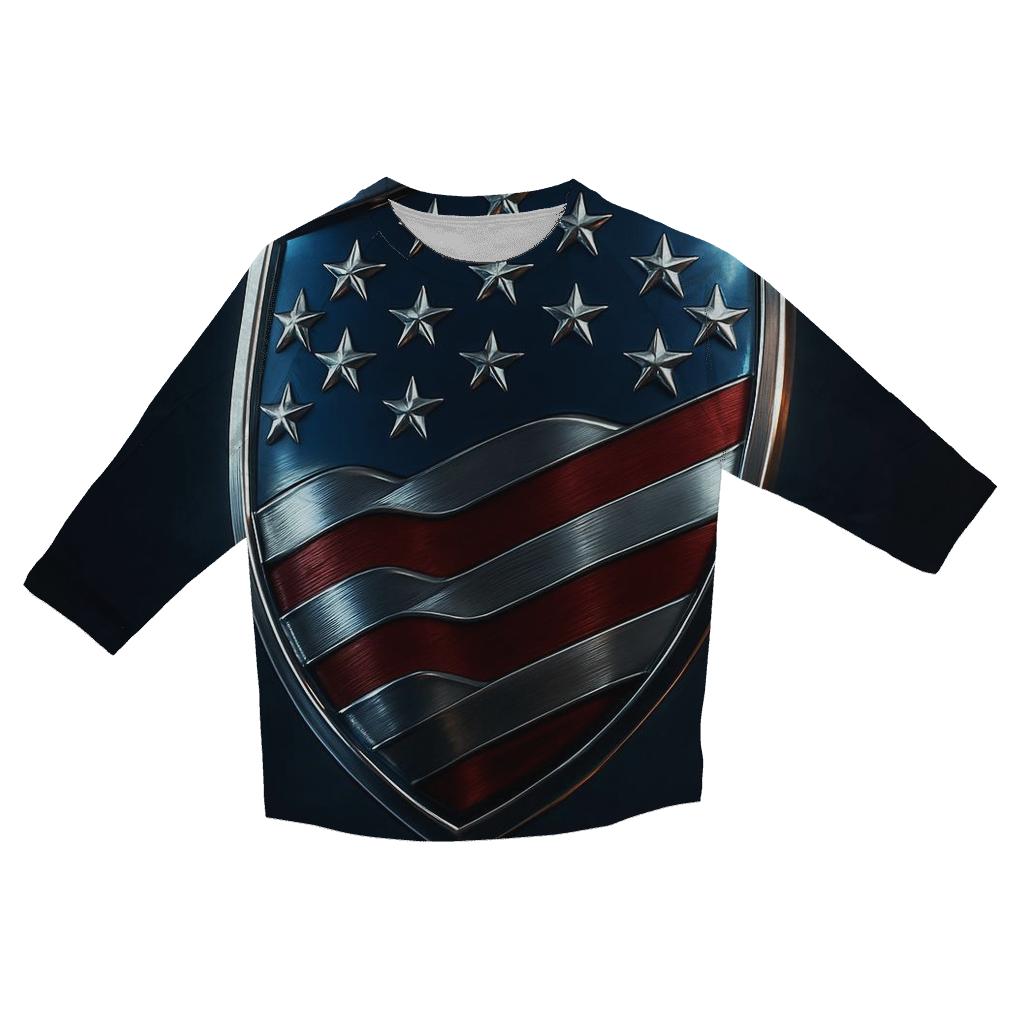 Midnight Metallic Banner Shield personalized 3/4 sleeve tees