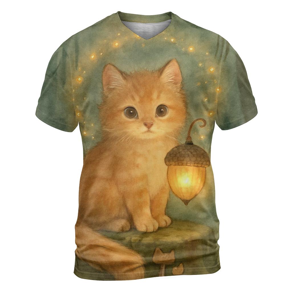 Forest Lantern Guardian Kitten unique graphic print tees