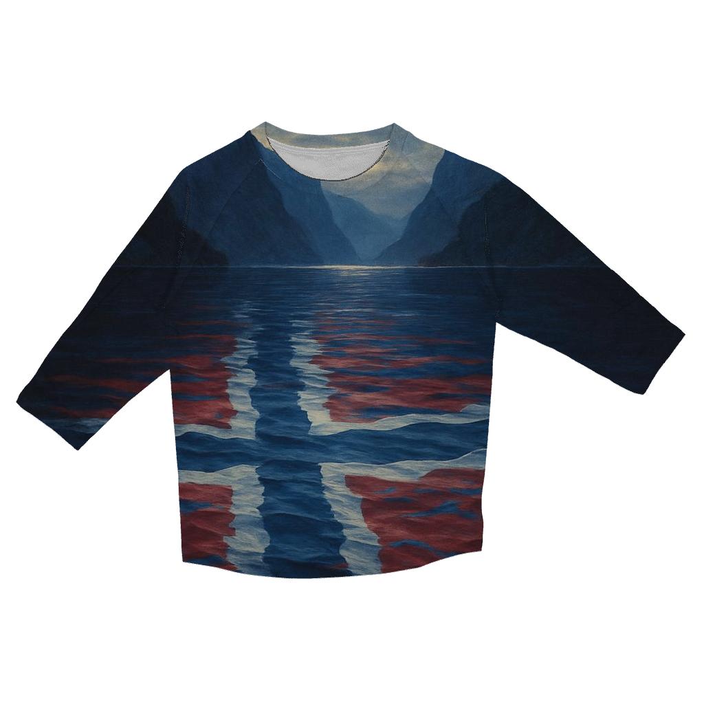 Norwegian Flag Fjord Reflections printed three quarter sleeve shirts